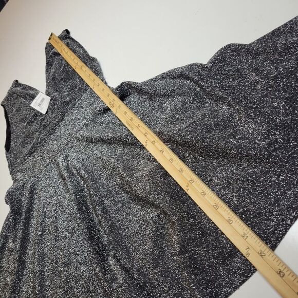 $99 NEW M Fraiche by J black metallic deep v neck twirl holiday dress medium NWT - Picture 9 of 10